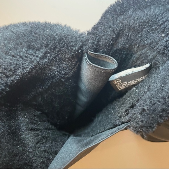 Totes Winter Snow Boots Women 6M Helena Black Faux Leather Zip Faux Fur Quilted - Picture 14 of 15